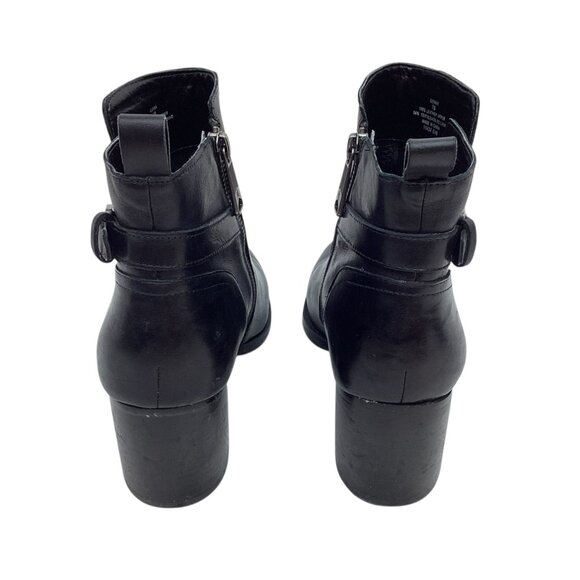 Lauren Ralph Lauren Genna Leather Ankle Boots Womens 7B Black Side Zipper & Buck - Picture 7 of 14